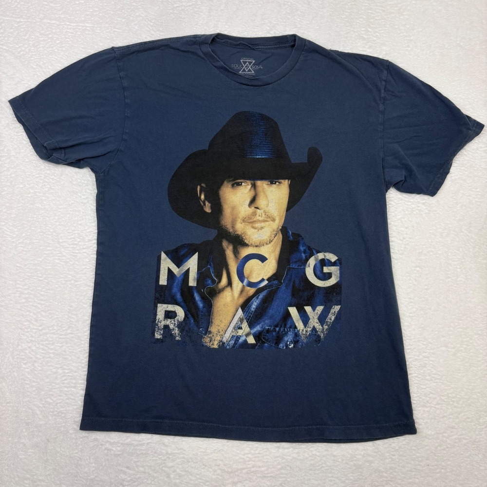 Tim McGraw Soul2Soul Tour‎ 2017 Graphic T Shirt Mens Large Blue Cotton